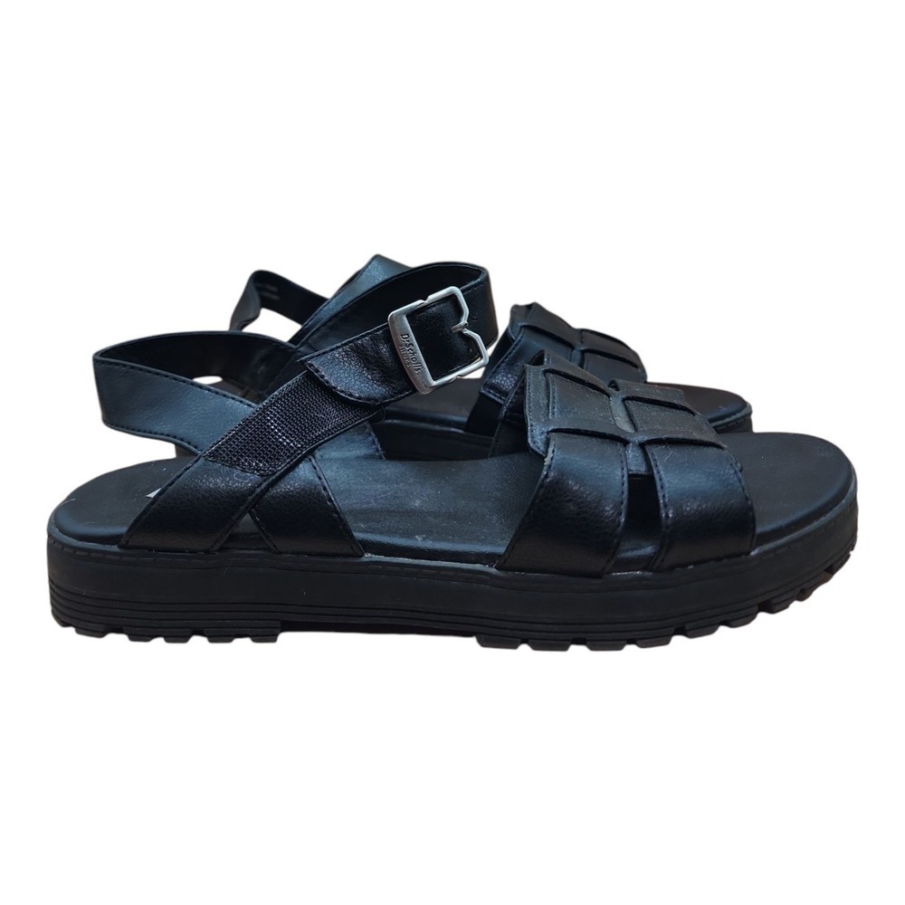 Y2K Gladiator Platform Sandals Chunky Black Grunge 7.5 - Picture 4 of 11